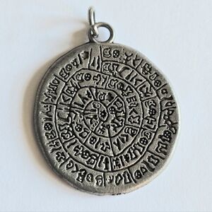 Greek Minoan Phaistos Disc Pendant silver tone charm Greece